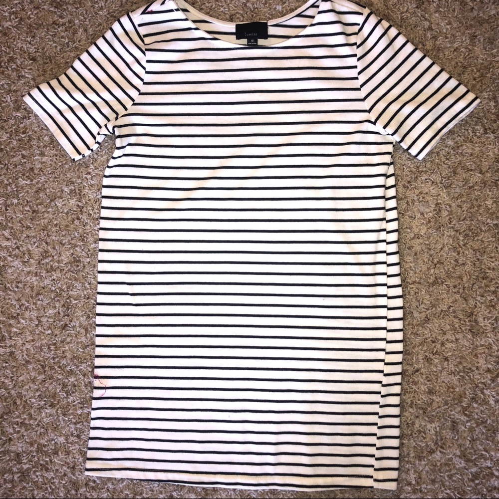 Black and white striped t shirt dress